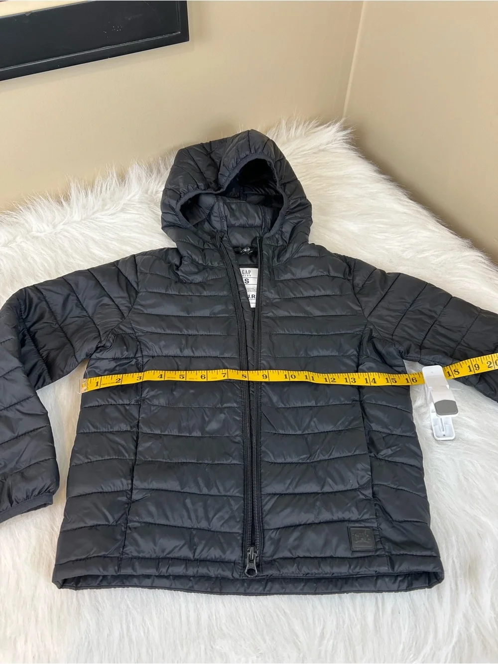 GAP Black Kids Hooded Packable primaloft lightweight Puffer Jacket small